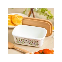 Cuisine Et Table|Maison Ghibli Beurrier émail avec couvercle bois Noiraudes 500ml - Mon Voisin Totor