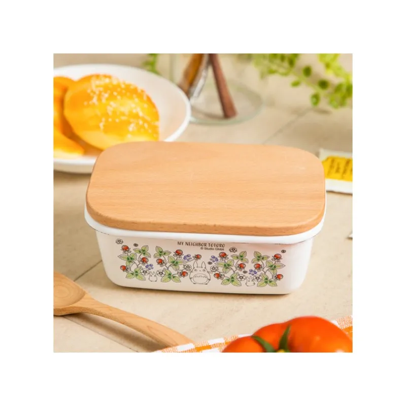 Cuisine Et Table|Maison Ghibli Beurrier émail avec couvercle bois Noiraudes 500ml - Mon Voisin Totor