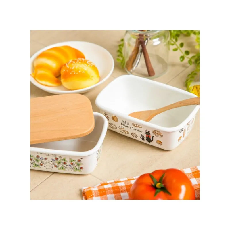 Cuisine Et Table|Maison Ghibli Beurrier émail avec couvercle bois Noiraudes 500ml - Mon Voisin Totor