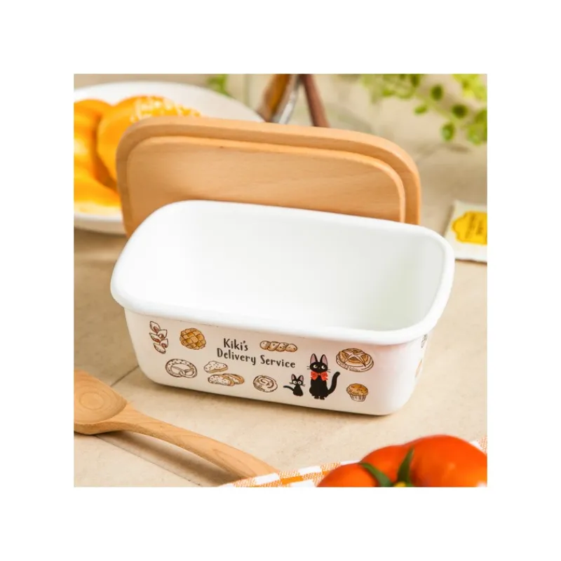 Cuisine Et Table|Maison Ghibli Beurrier émail avec couvercle bois Viennoiseries 500ml - Kiki la peti