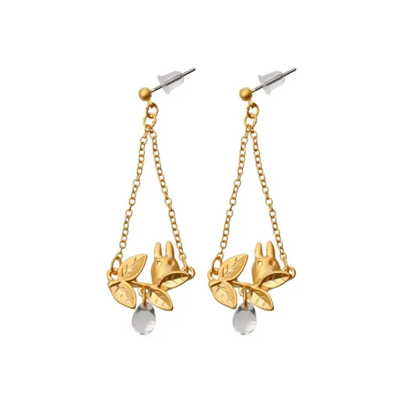 Bijoux|Maison Ghibli Bijou Boucle d’oreilles Totoro Blanc Caché Dans Une Feuille - Mon Voi