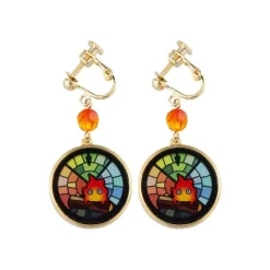 Bijoux|Maison Ghibli Bijou Boucles d’oreilles à clips Calcifer Vitrail- Le Chateau Ambulan