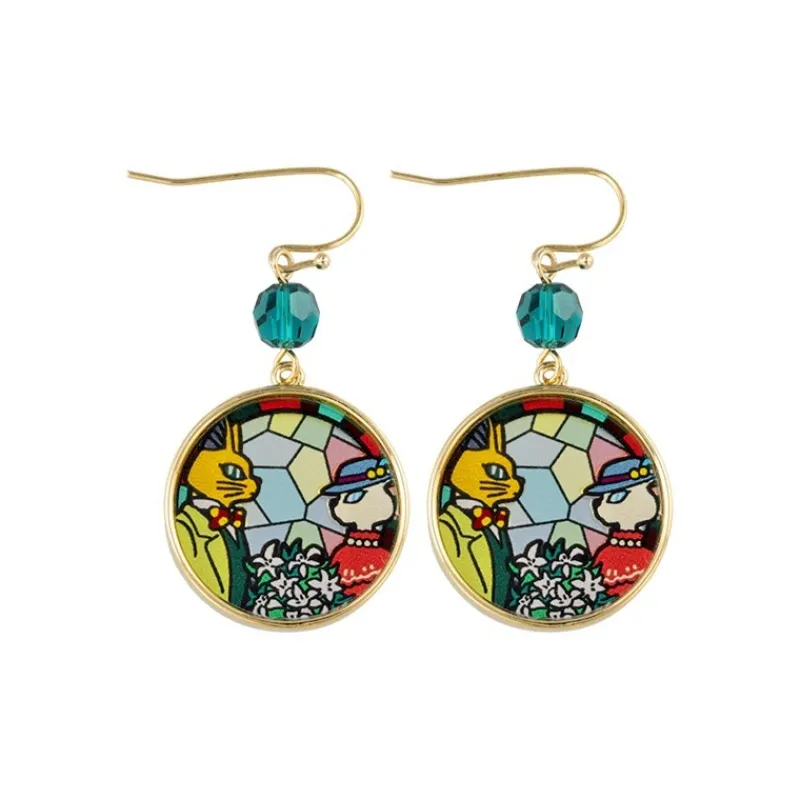Bijoux|Maison Ghibli Bijou Boucles d’oreilles Louise et Baron Vitrail- Si tu tends l'oreil
