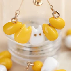 Bijoux|Maison Ghibli Boucle d’oreilles Clip Totoro blanc & Maïs - Mon Voisin Totoro