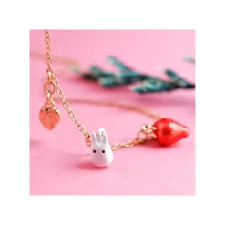 Bijoux|Maison Ghibli Collier Totoro Blanc Et Fraises - Mon Voisin Totoro