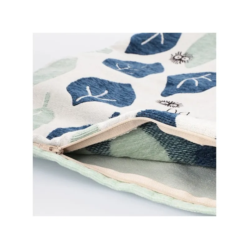 Mobilier|Maison Ghibli Coussin Totoro Feuilles Bleues et Vertes 45x45 cm - Mon Voisin Totoro