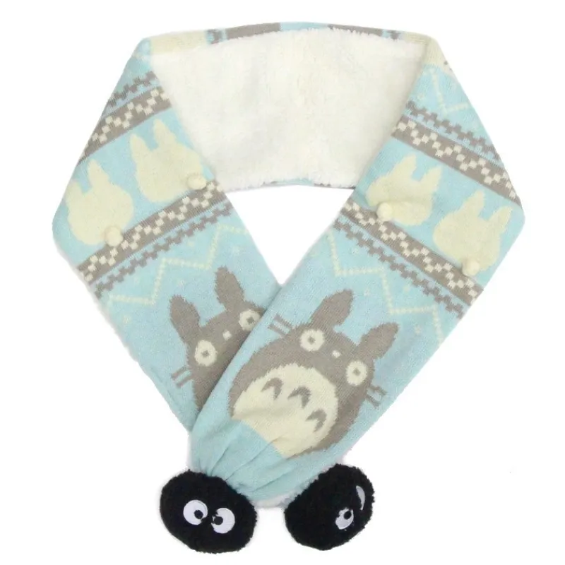 Textile|Maison Ghibli ECHARPE A POMPONS HIVER BLEU – MON VOISIN TOTORO
