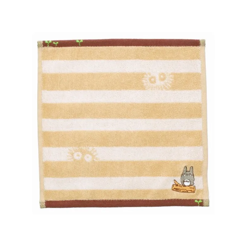 Linge De Maison|Maison Ghibli Mini Serviette Totoro Rayures Beige 25x25cm - Mon voisin Totoro