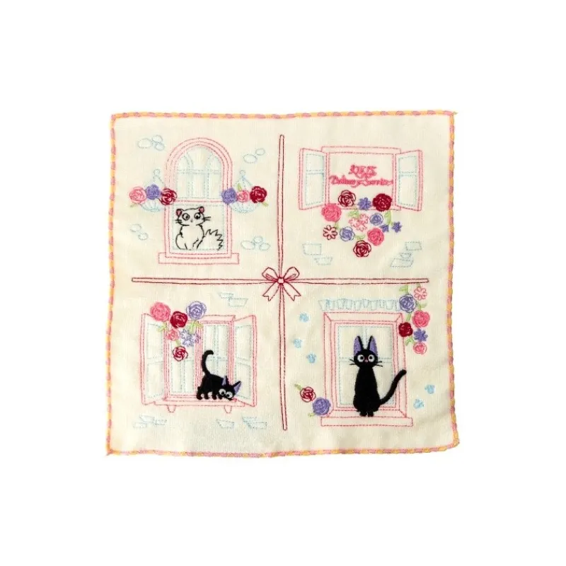 Linge De Maison|Maison Ghibli Mini-serviette Jiji à la fenêtre 25x25 - Kiki la petite sorcière