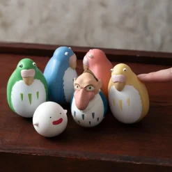 Jouets|Maison Ghibli Pack 2 Figurines Roly-poly Perruches Bleu & Vert - Le Garçon et le Héron