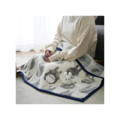 Linge De Maison|Maison Ghibli Plaid Silhouette Totoro Gris 70x100 cm - Mon Voisin Totoro