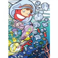 Puzzle|Maison Ghibli Puzzle Vitrail 126P Ponyo sous la mer - Ponyo sur la falaise