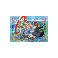 Puzzle|Maison Ghibli Puzzle Vitrail 300P Tombo & Kiki sur le vélo à hélice - Kiki la petit