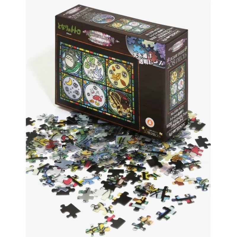 Puzzle|Maison Ghibli Puzzle Vitrail 208P Totoro et ses amis - Mon Voisin Totoro