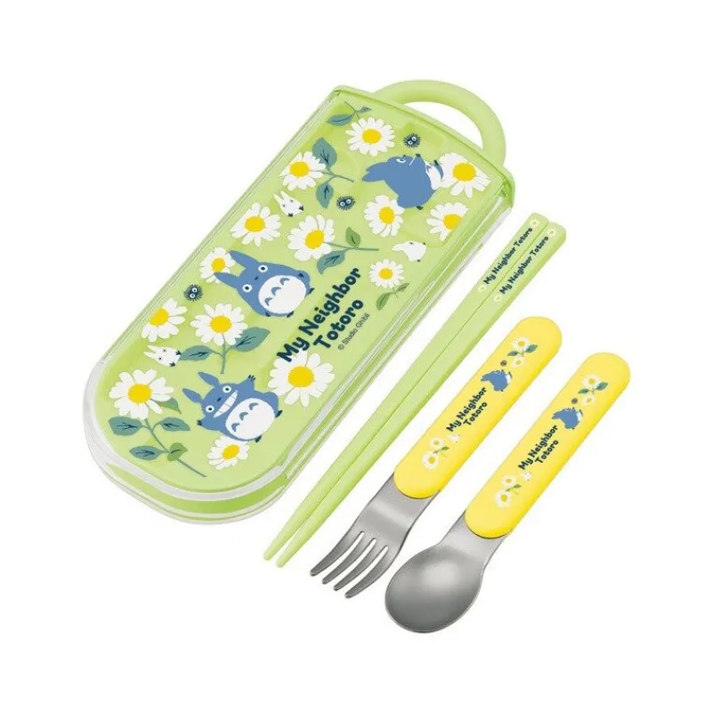 Cuisine Et Table|Maison Ghibli Set Baguettes Cuillère Fourchette Totoro Bleu Marguerites - Mon Voisi