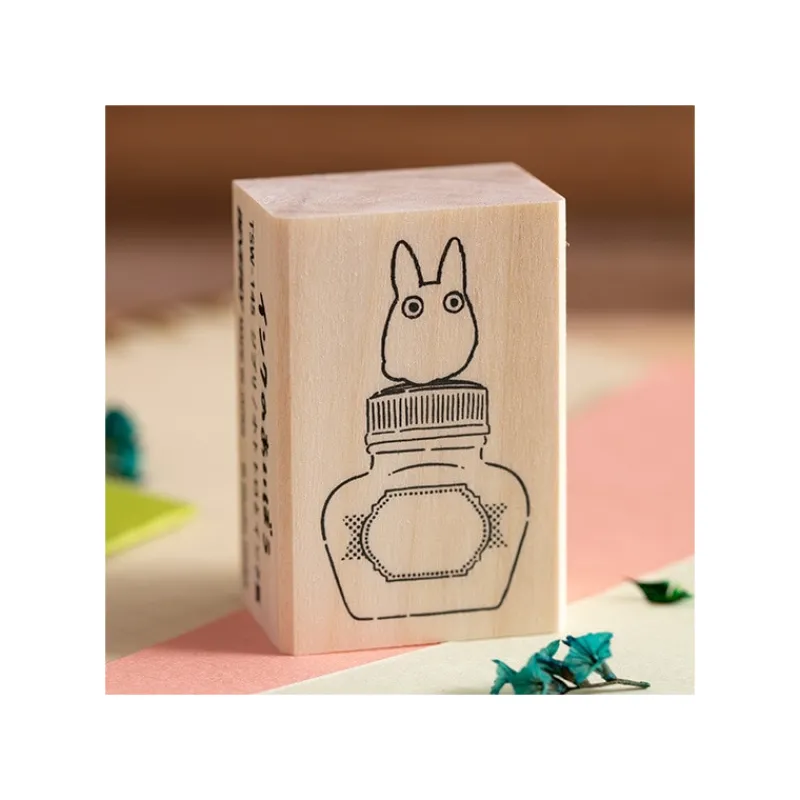 Petit Matériel|Maison Ghibli Tampon en bois Totoro Blanc & Bouteille d'encre - Mon Voisin Totoro