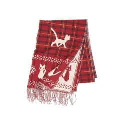 Textile|Maison Ghibli Étole avec accroche Jiji motifs à carreaux - Kiki la petite sorcière