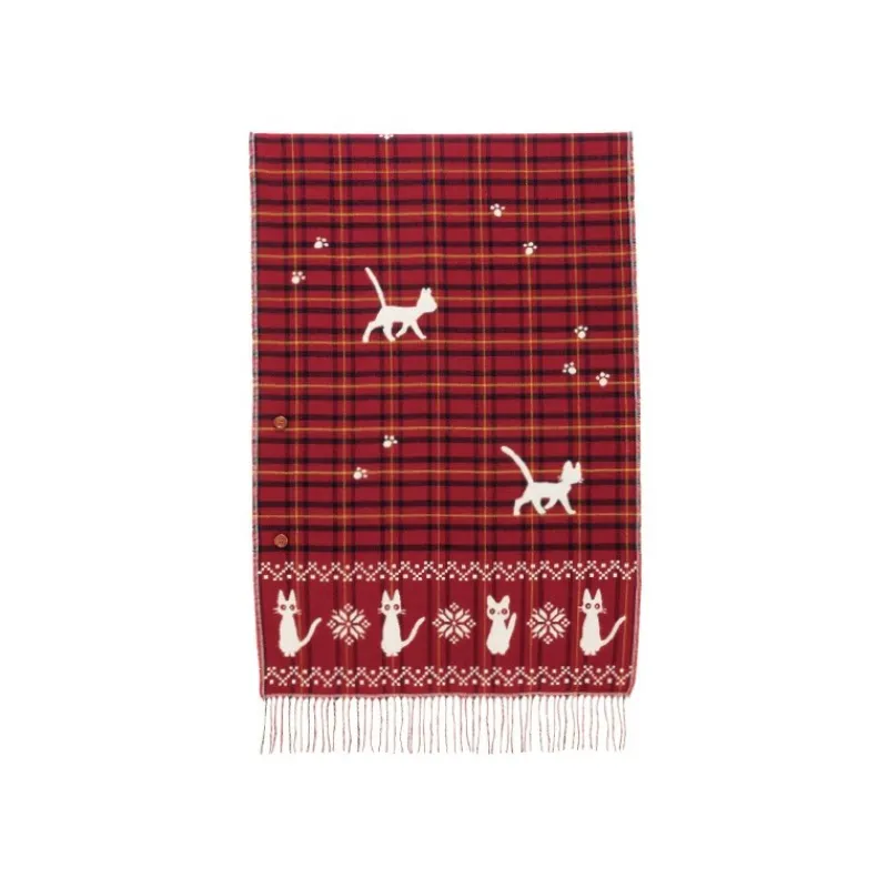 Textile|Maison Ghibli Étole avec accroche Jiji motifs à carreaux - Kiki la petite sorcière