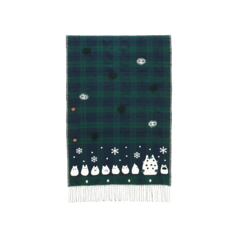 Textile|Maison Ghibli Étole avec accroche Totoro motifs à carreaux - Mon Voisin Totoro