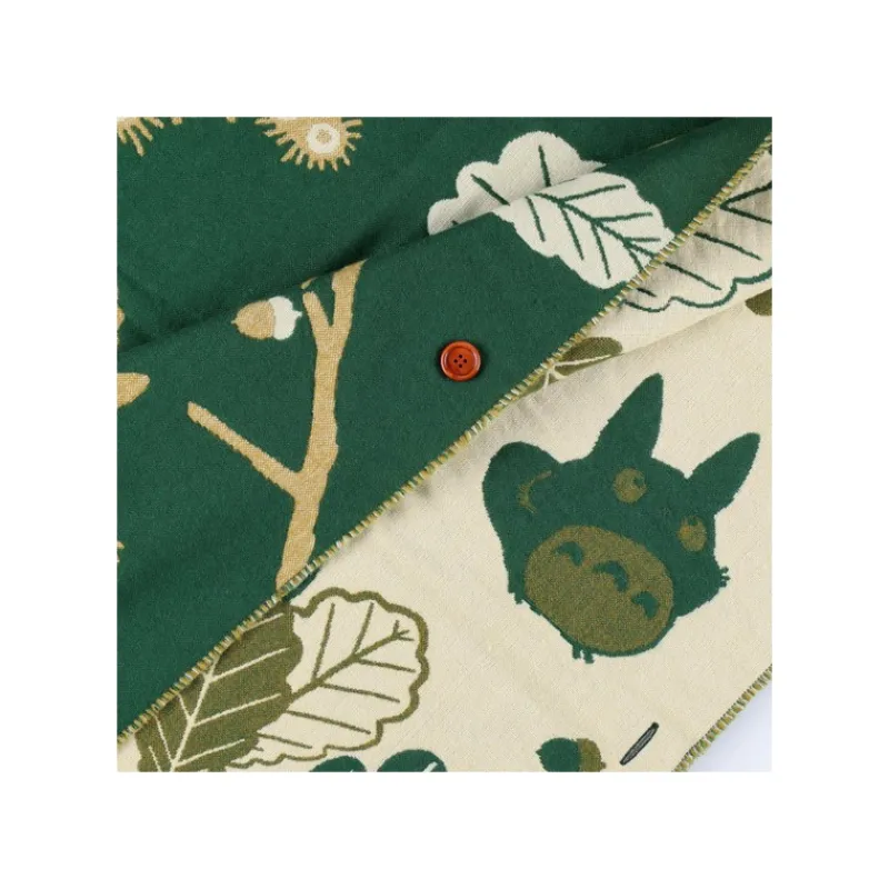 Textile|Maison Ghibli Étole vert foncé Feuilles de chêne - Mon Voisin Totoro